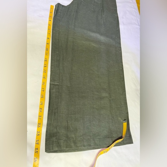INC International Concepts Olive green belted Linen blend wide leg pants size M - Picture 9 of 13